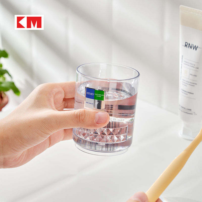 日本KM漱口杯透明塑料牙刷杯家用情侣洗漱杯刷牙杯子儿童牙缸牙杯