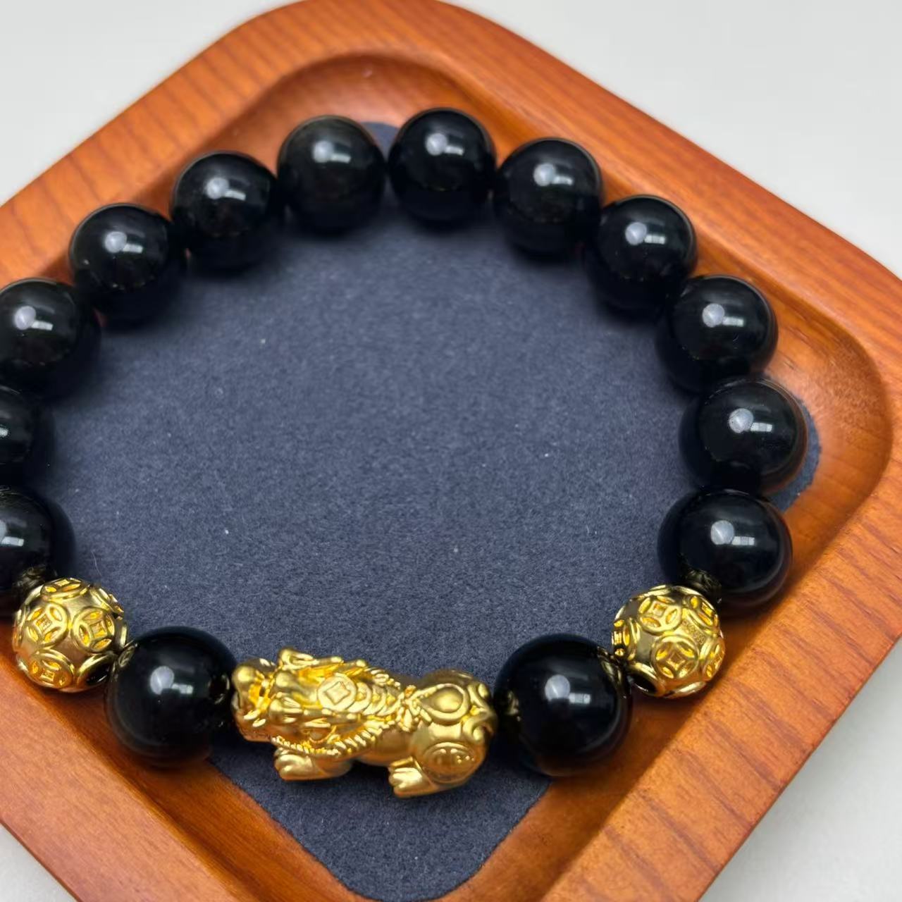 足金999钱币大貔貅卡10钱币转运珠手串WH1298