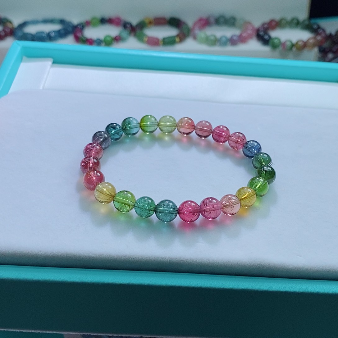 碧玺手链未镶嵌7.6mm左右