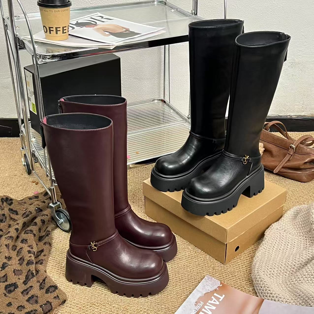 小小苏8cm丨YS时装靴瘦筒版靴子长筒高筒靴秋冬冬季EDX55979