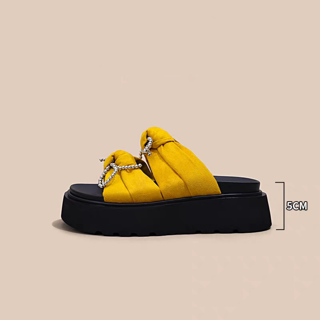 【郭幂幂】水钻厚底夏季增高一字拖ins沙滩鞋欧若动感风20-32k