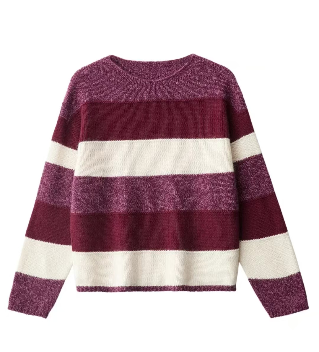 GMX-305-秋冬条纹羊毛混纺羊毛针织衫-E022