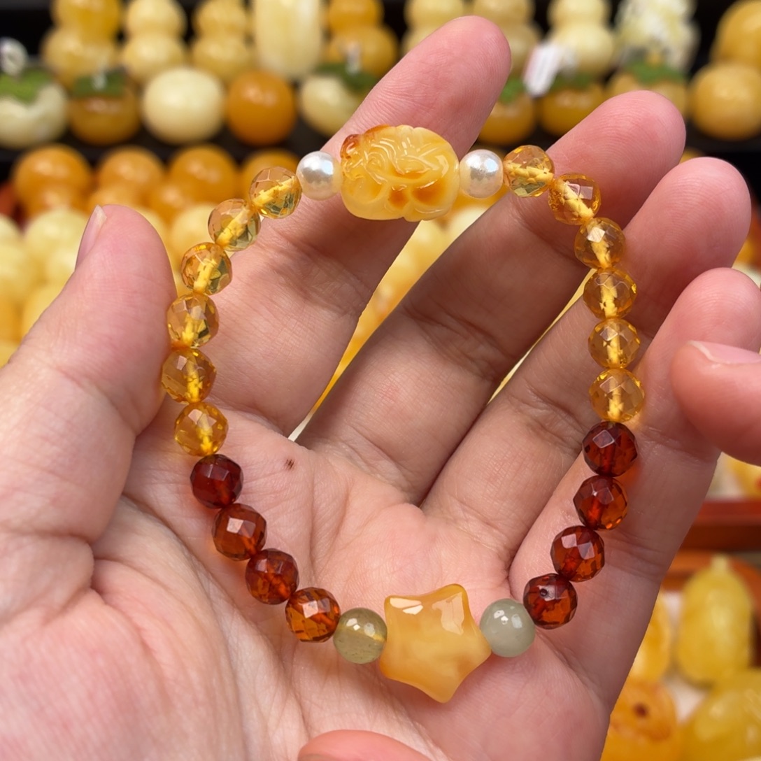 蜜蜡未镶嵌毛衣链蜜蜡