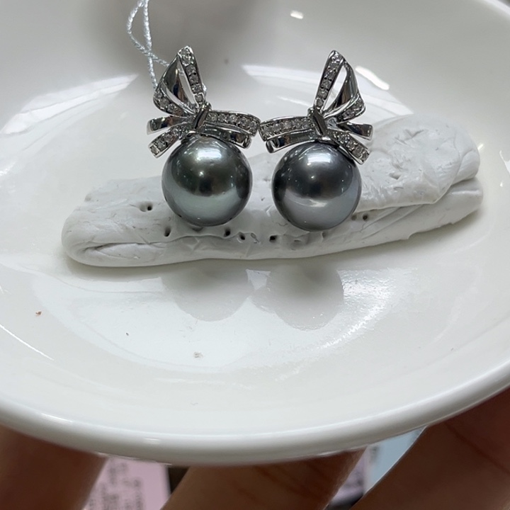 银S925镶嵌耳饰海水珍珠11-11.1mm83号