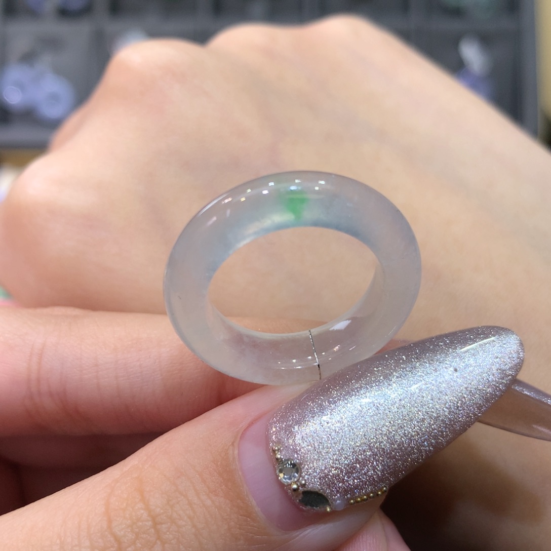 翡翠戒指未镶嵌14冰飘花