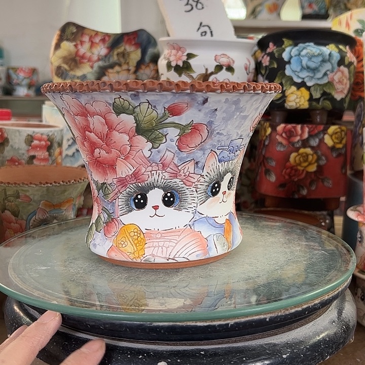 满38包邮 景德镇幸运花盆