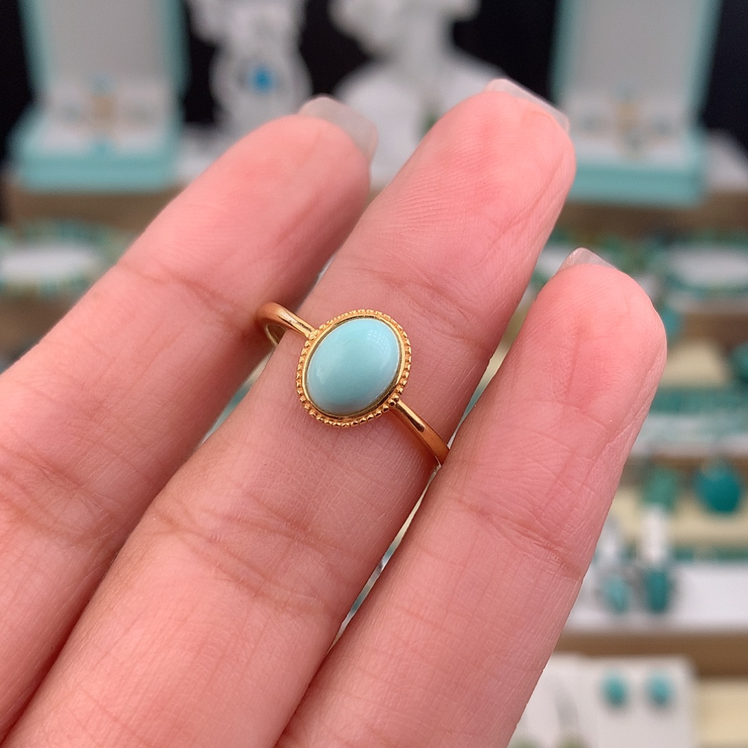 绿松石银S925镶嵌戒指