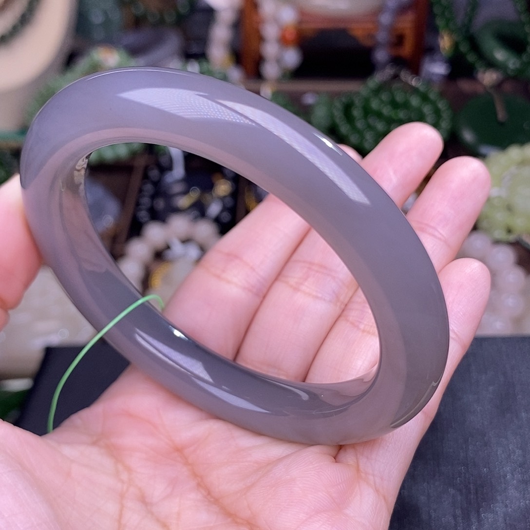 和田玉56.7 浓烟紫脂膏级手镯清货价未镶嵌