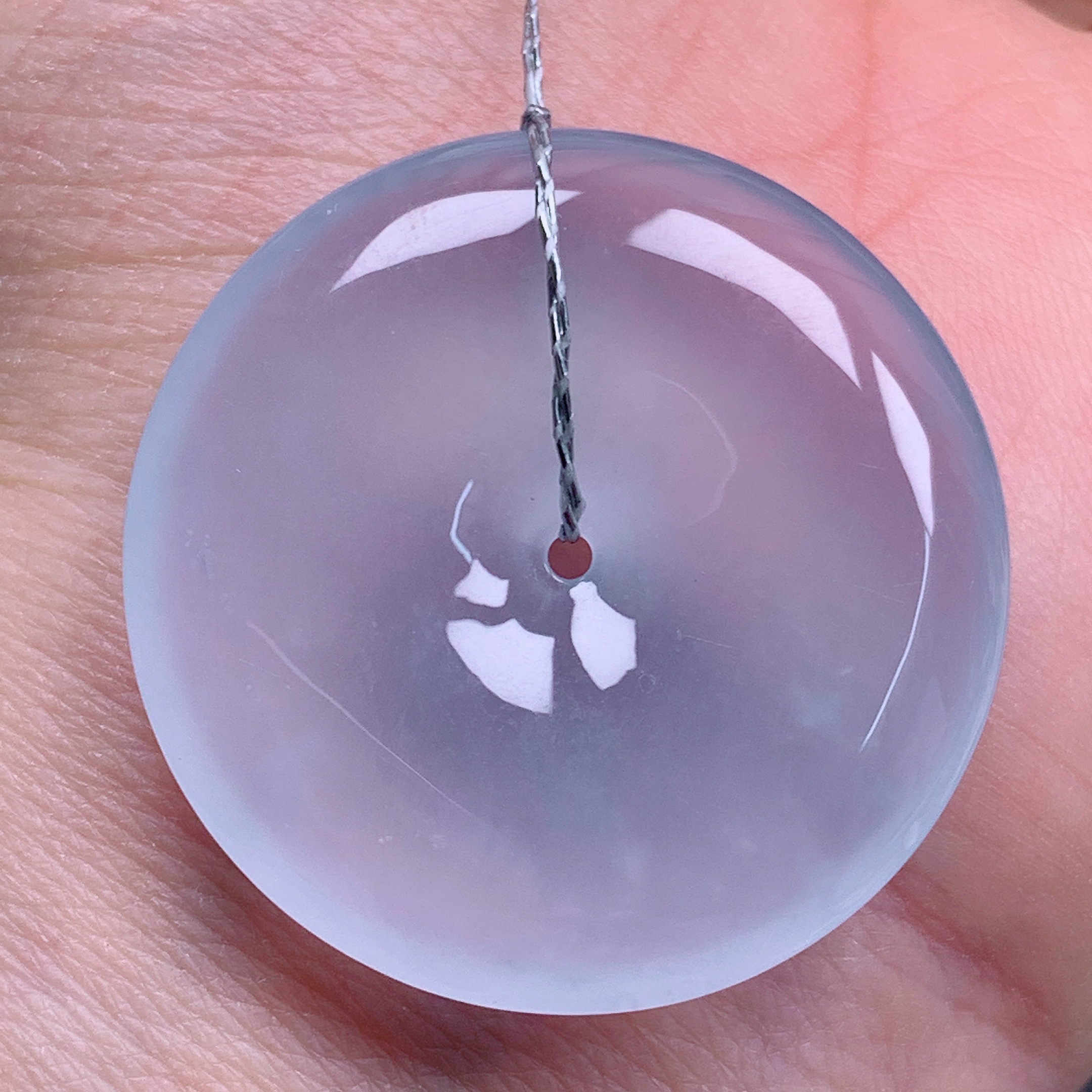 天然缅甸翡翠A货高冰起胶平安扣气质精美尺寸32*5.7  370