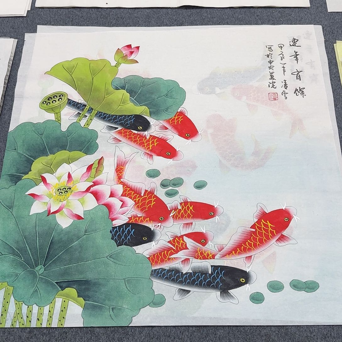 国画尺寸70X70手绘作品 