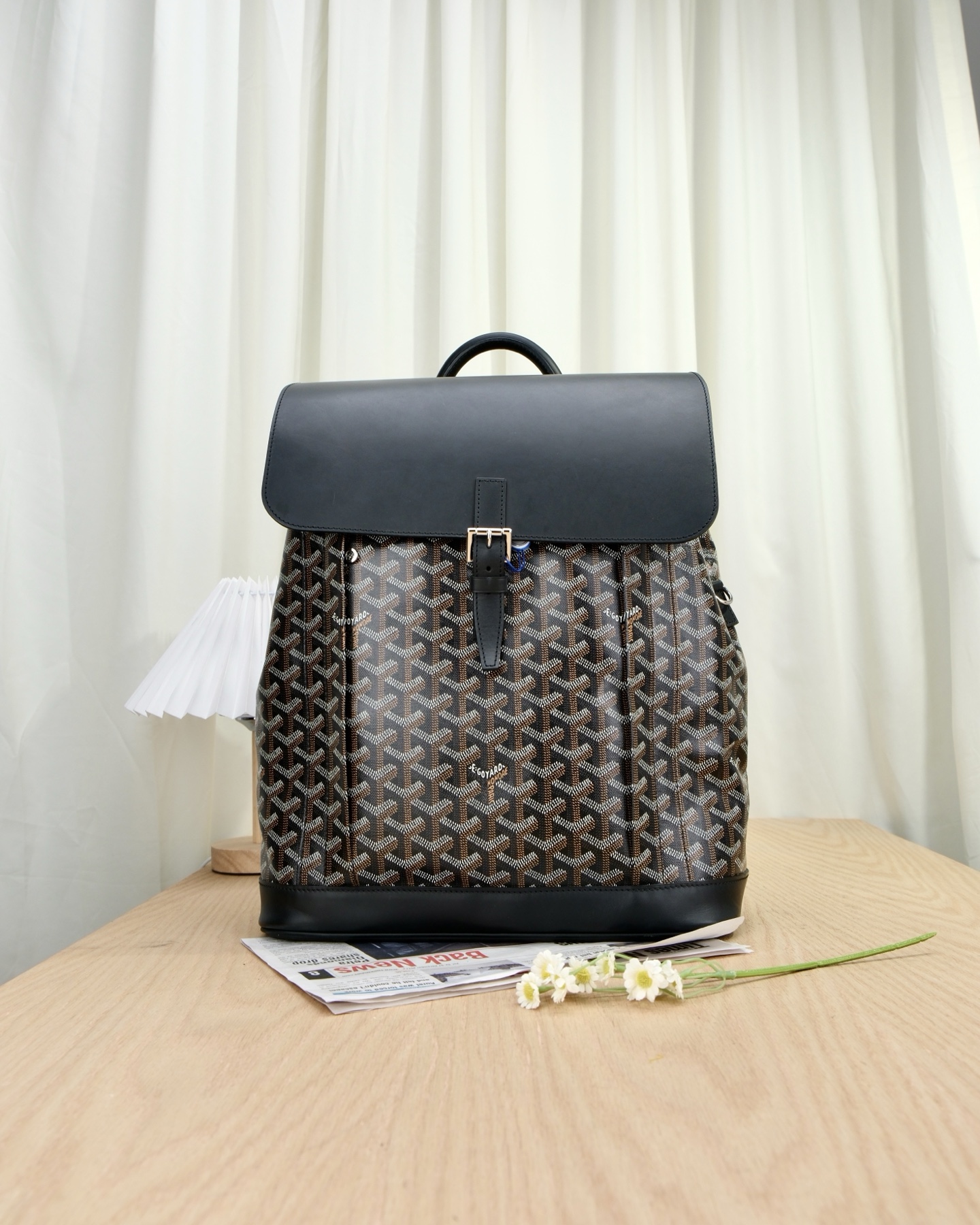 99新 Gaoy/戈雅 嘉壹(6797) Alpin 老花满印 帆布拼皮双肩包 