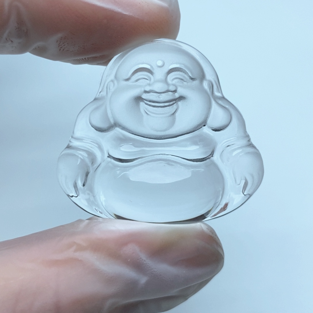 水晶颈饰未镶嵌白水晶佛公（打孔配绳）