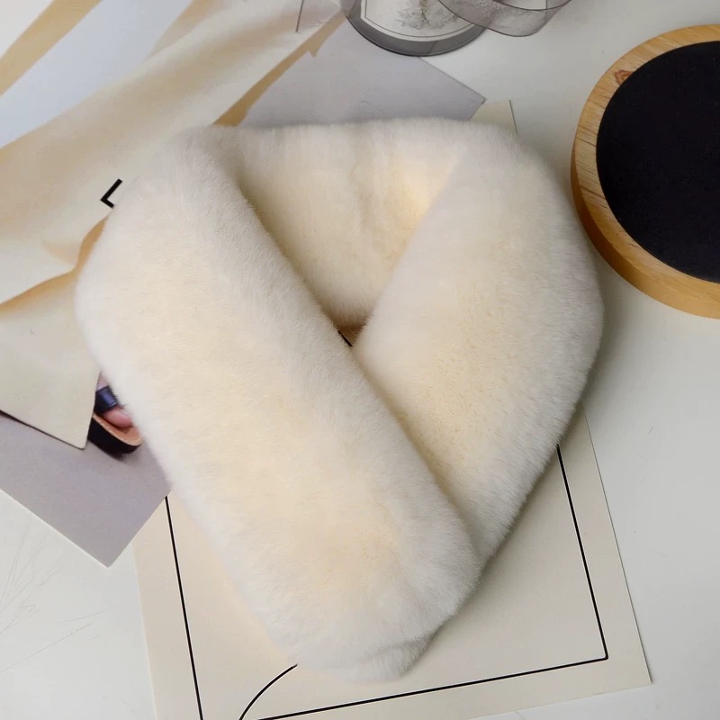 【丁颖精选】简约整皮整版獭兔毛绒磁吸扣围巾秋冬真毛皮草保暖围脖
