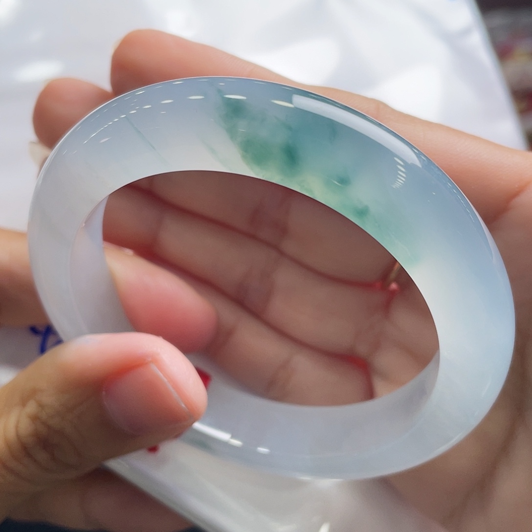 翡翠手镯未镶嵌16号 54正圈 冰飘花