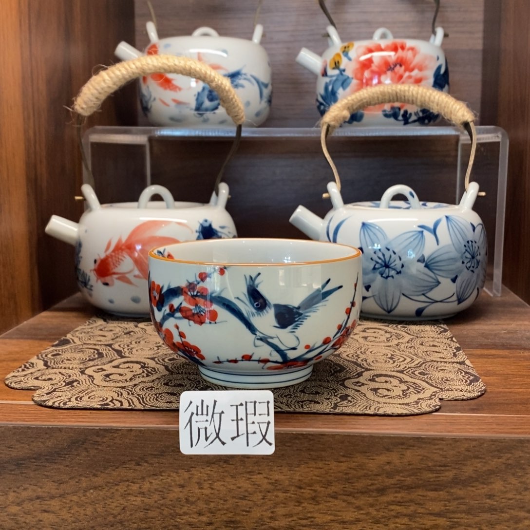 釉下彩老陶泥手工绘制