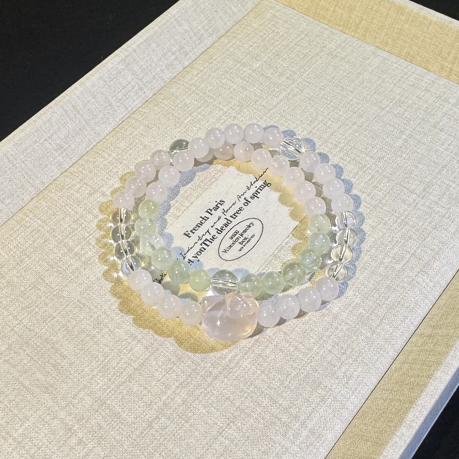 yy030-双圈粉水晶白水晶葡萄石粉水晶kt手串