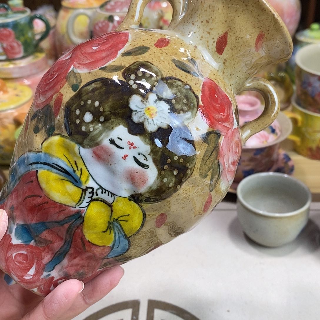 瓷片新年快乐手绘陶瓷