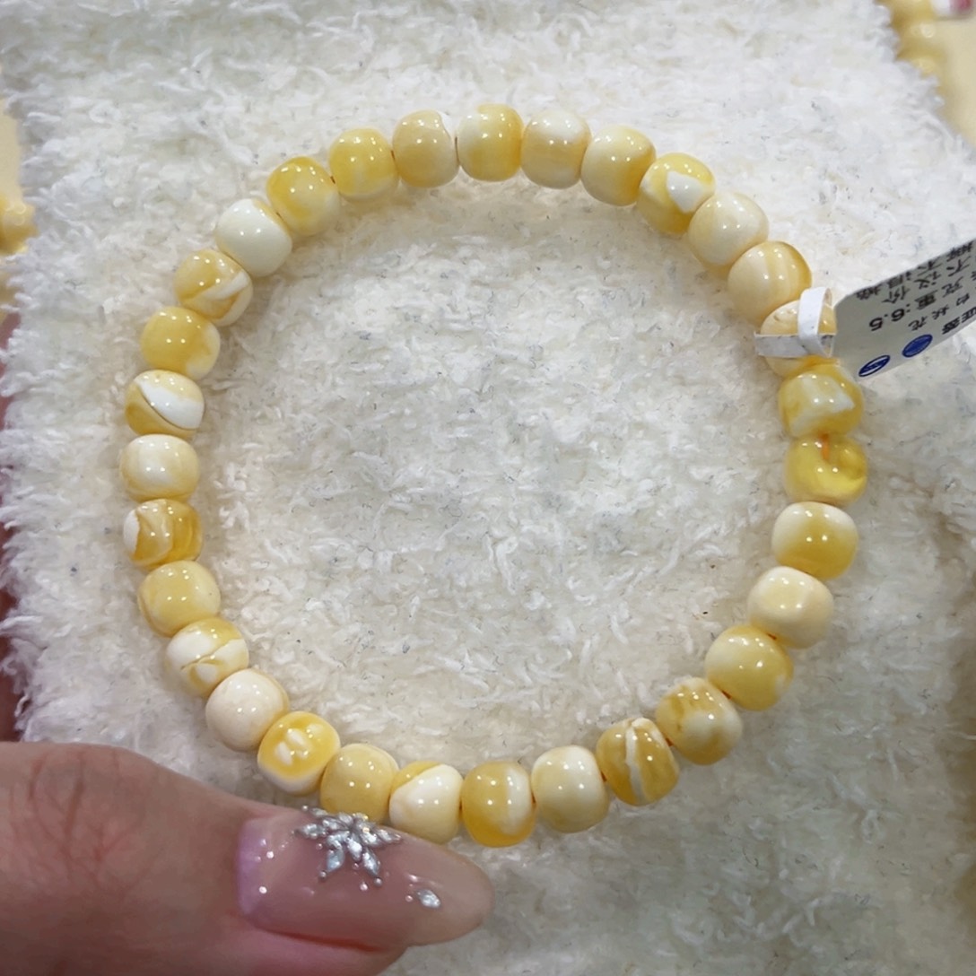 蜜蜡手链未镶嵌M****y7.3m金瓷白老型手串