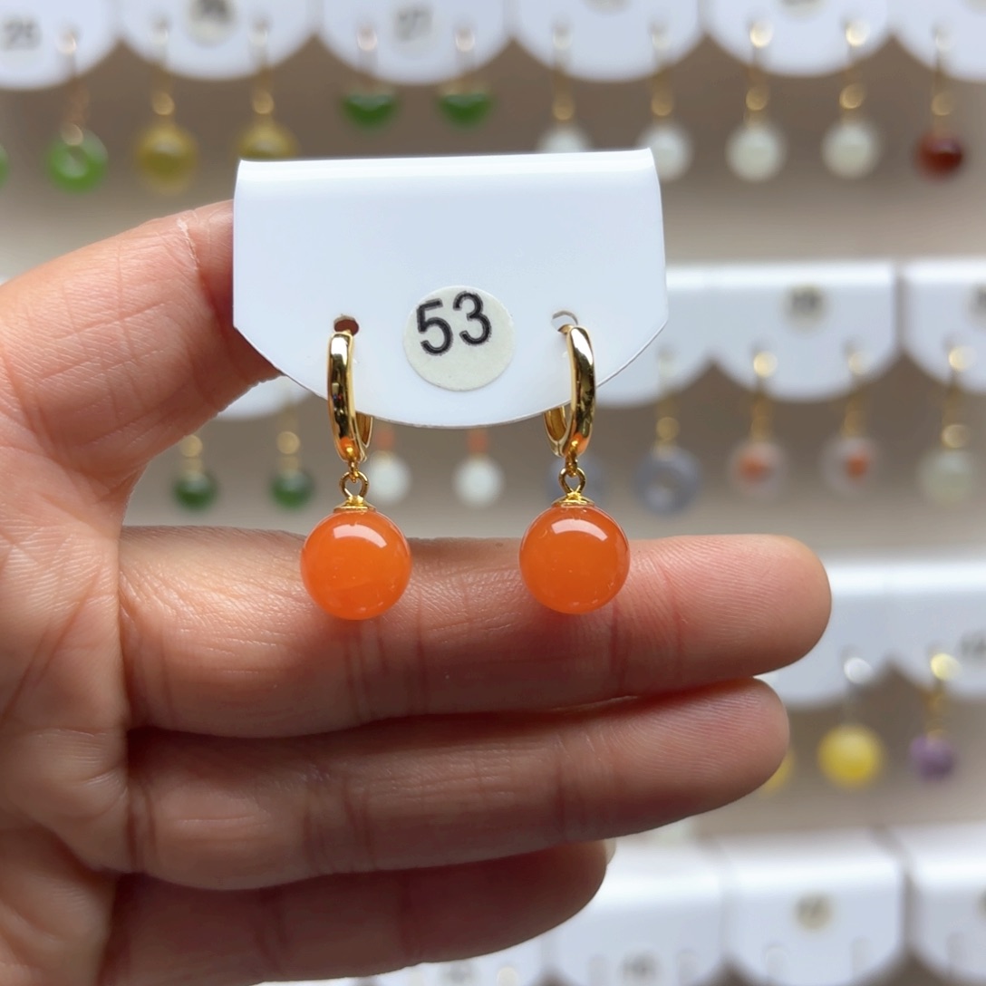 南红玛瑙耳饰银S925镶嵌