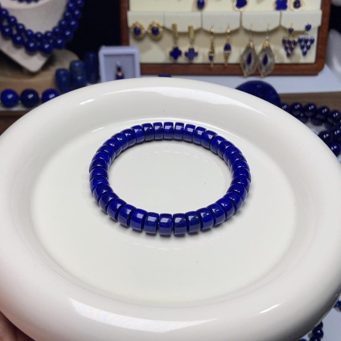 叮***叮青金石未镶嵌老矿 极品 精工 药片 手串8+