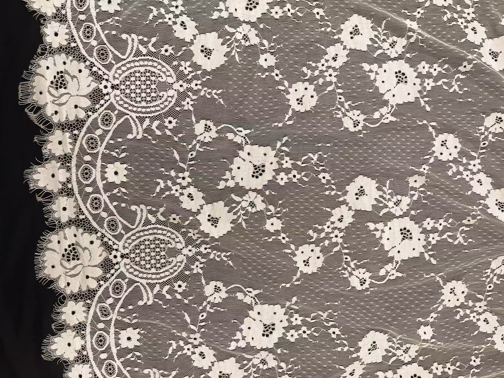 杏色宽边睫毛蕾丝面料可用于婚纱台布窗帘布料620