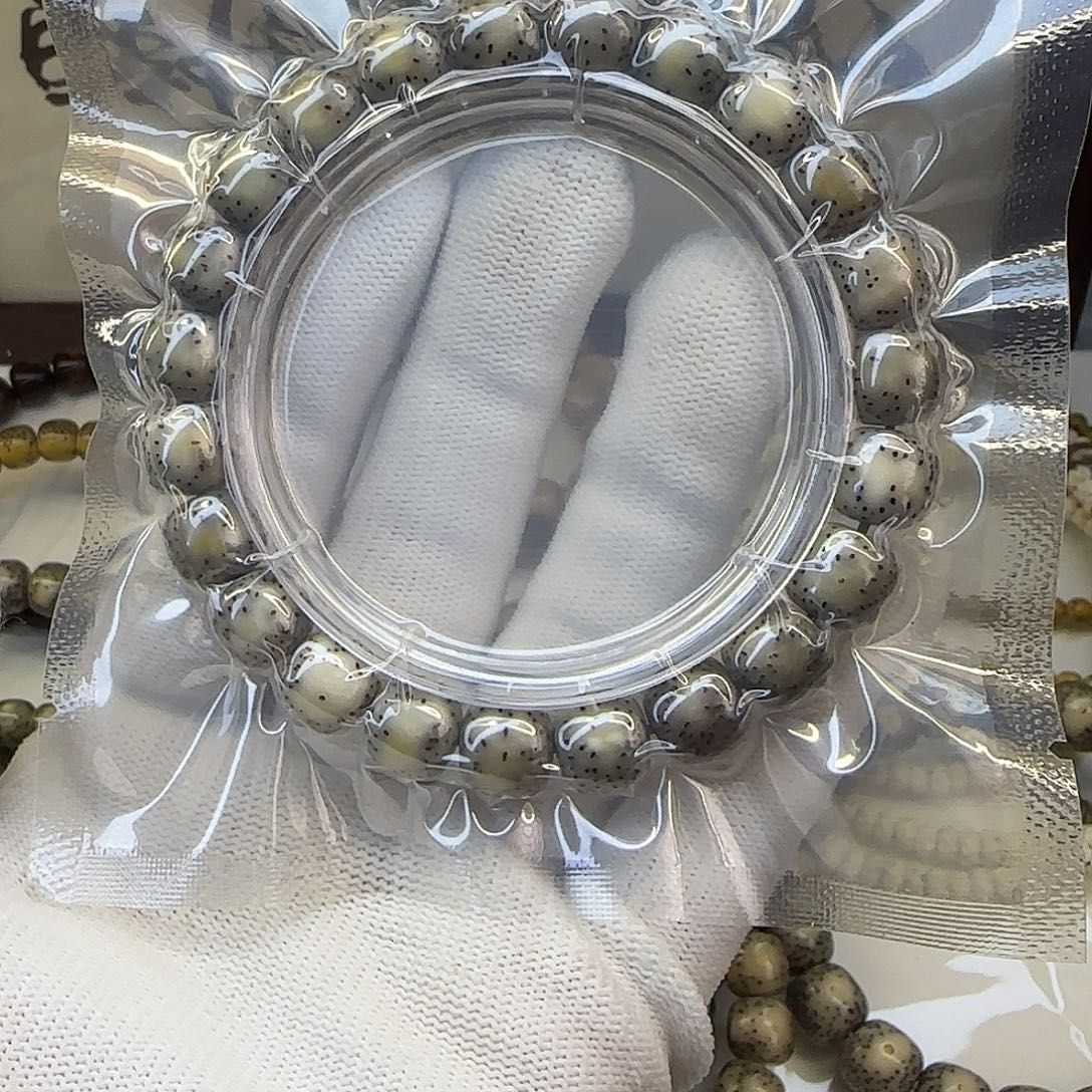 星月菩提手串卡10糯冰灰侧留白