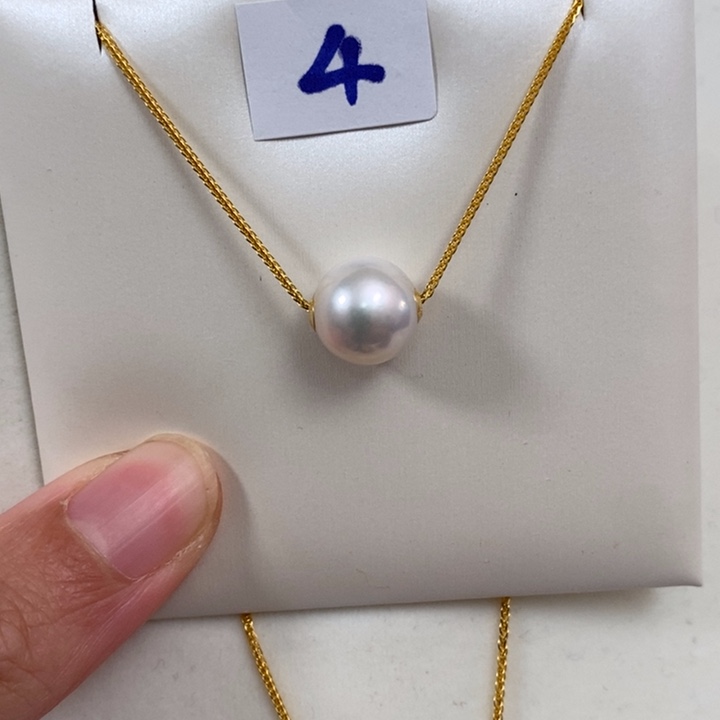 淡水珍珠颈饰银S925镶嵌10-11金色路路通送链