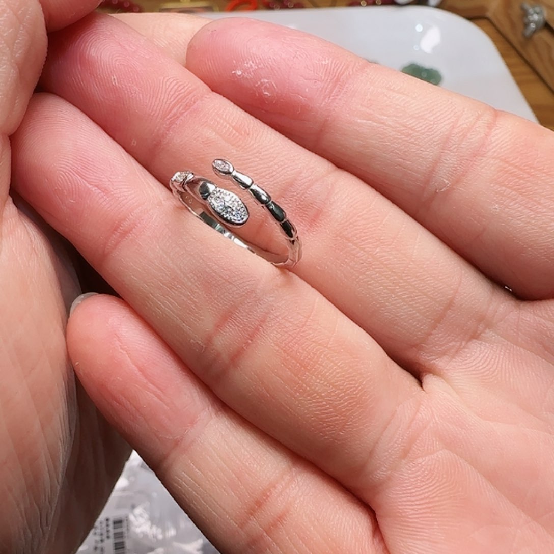 锆石戒指银S925镀金镶嵌