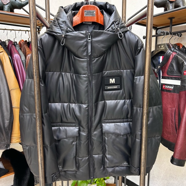 ZXT 男士真皮皮衣雅斯特进口绵羊皮面包服连帽羽绒内胆DE28271
