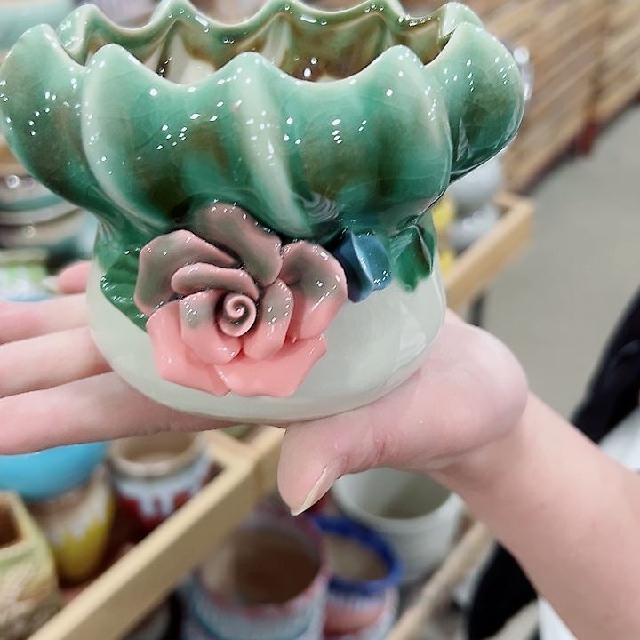 有孔.凑满10元发货多肉陶瓷花盆！