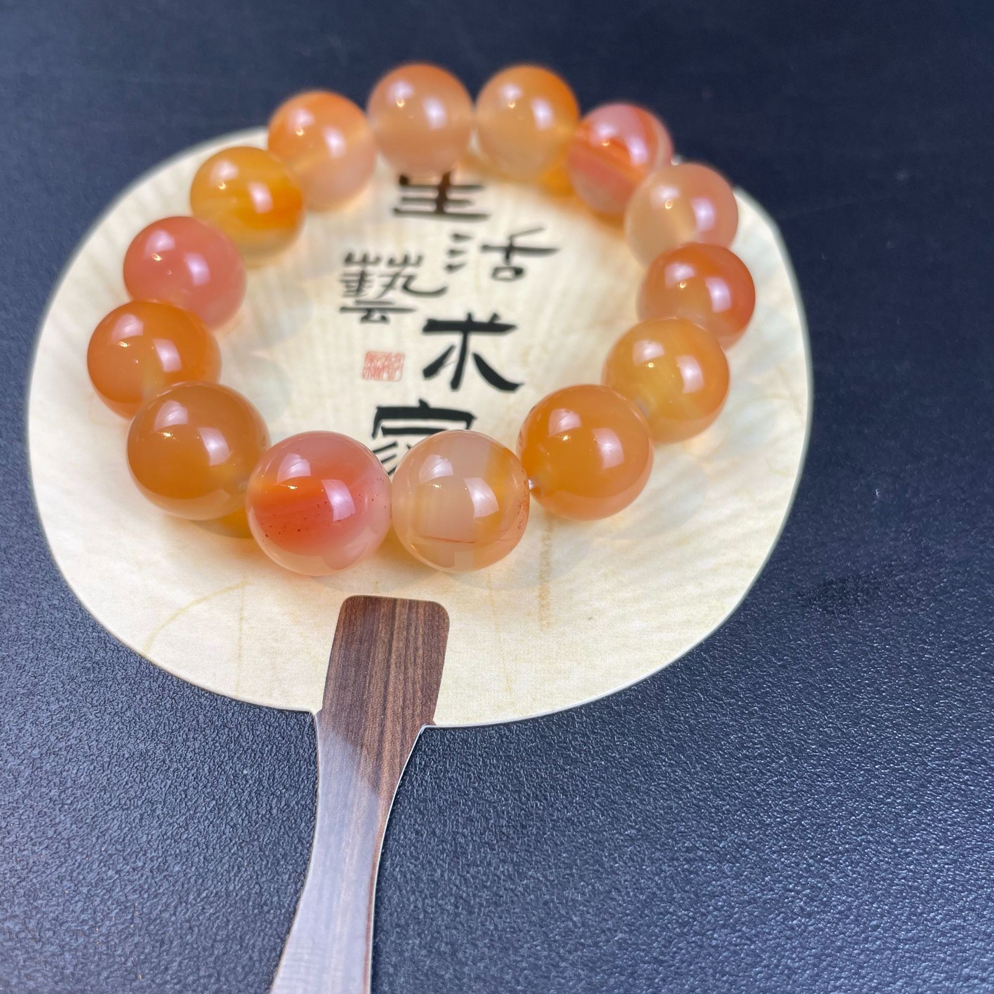 天然玛瑙14mm橙色手串