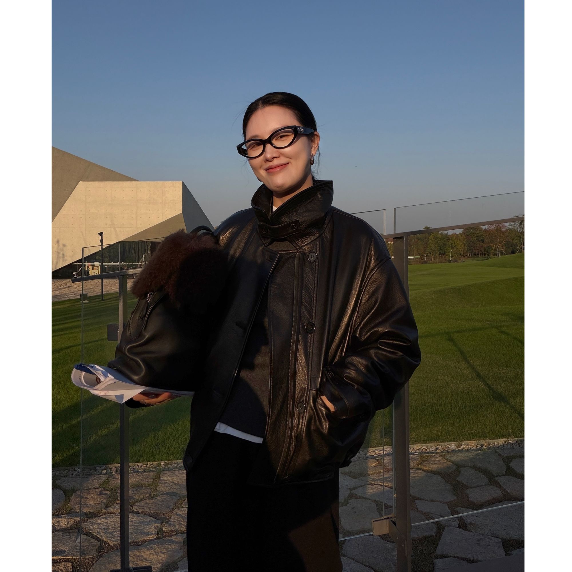 3CC【甄选羊皮鹅绒】进口英胚小羔羊皮黑标系列设计师时装81078