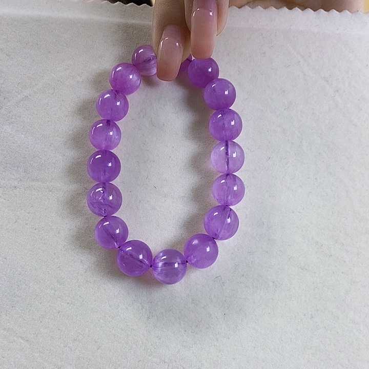 锂辉石紫锂辉高冰收藏级特级手串11+未镶嵌