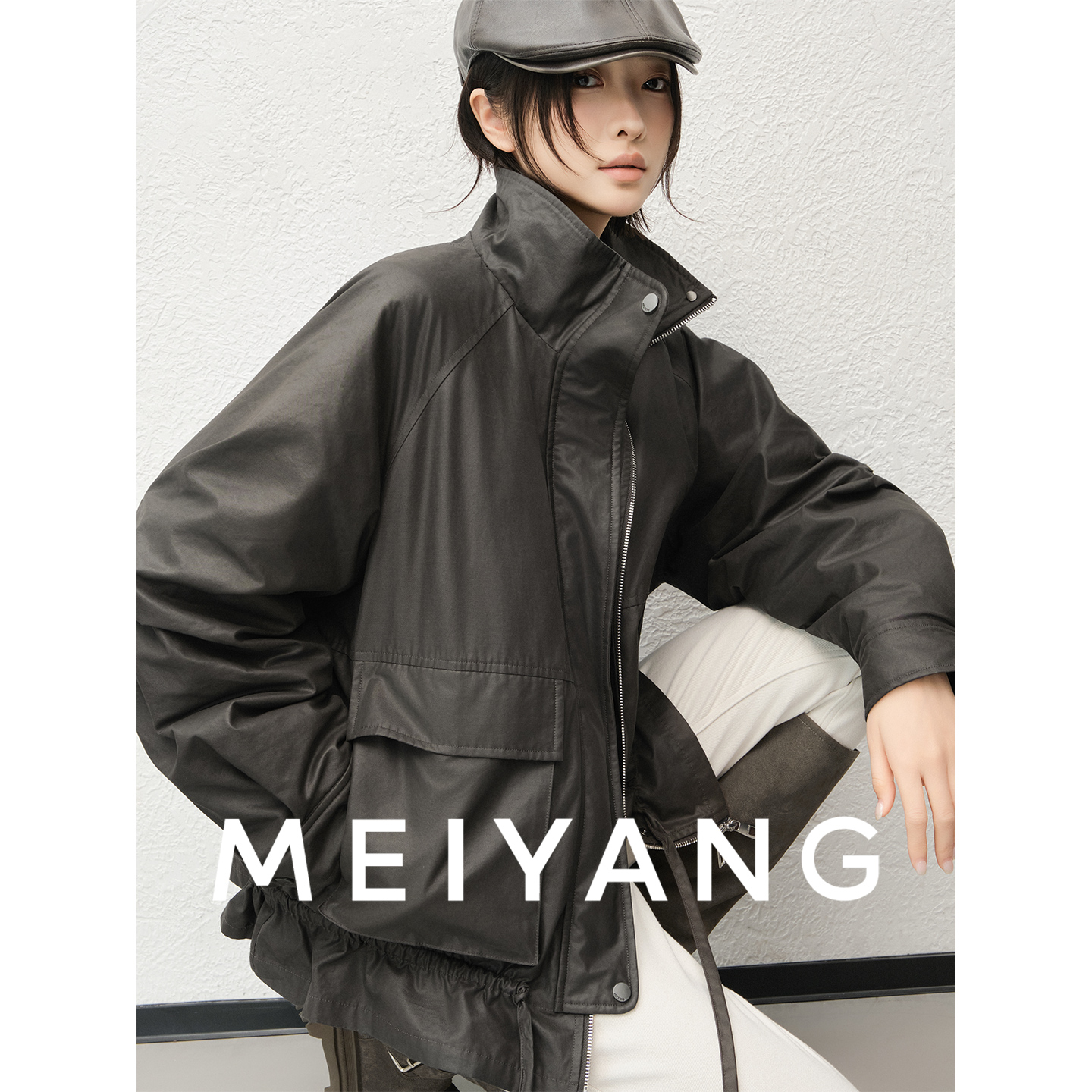 【新品】美洋MEIYANG 花束工装鹅绒服 宽松韩版仿蜡工艺羽绒服-周二