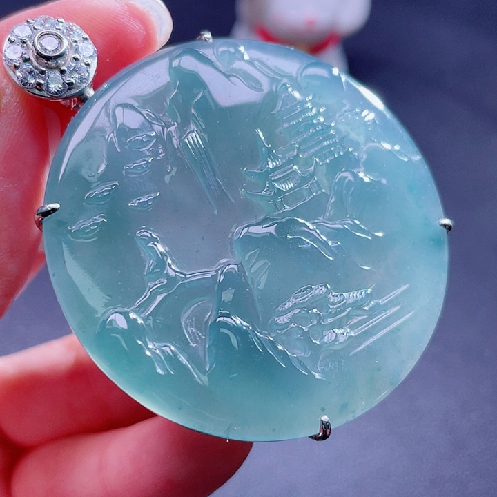 翡翠吊坠(不含链)银S925镶嵌