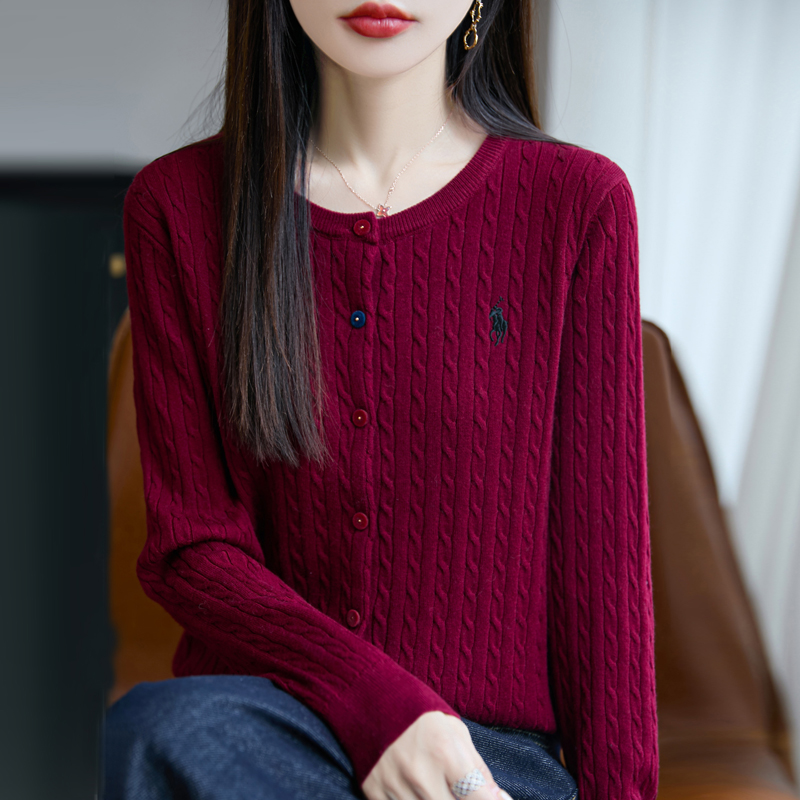 刺绣女毛针织衫红茶风宽松女开衫毛衣秋冬时尚宽松N579
