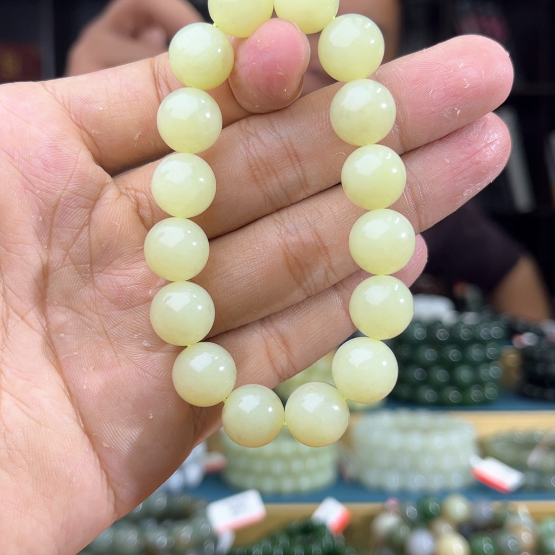 和田玉未镶嵌手串纯天然和田玉新疆若羌黄口料卡12