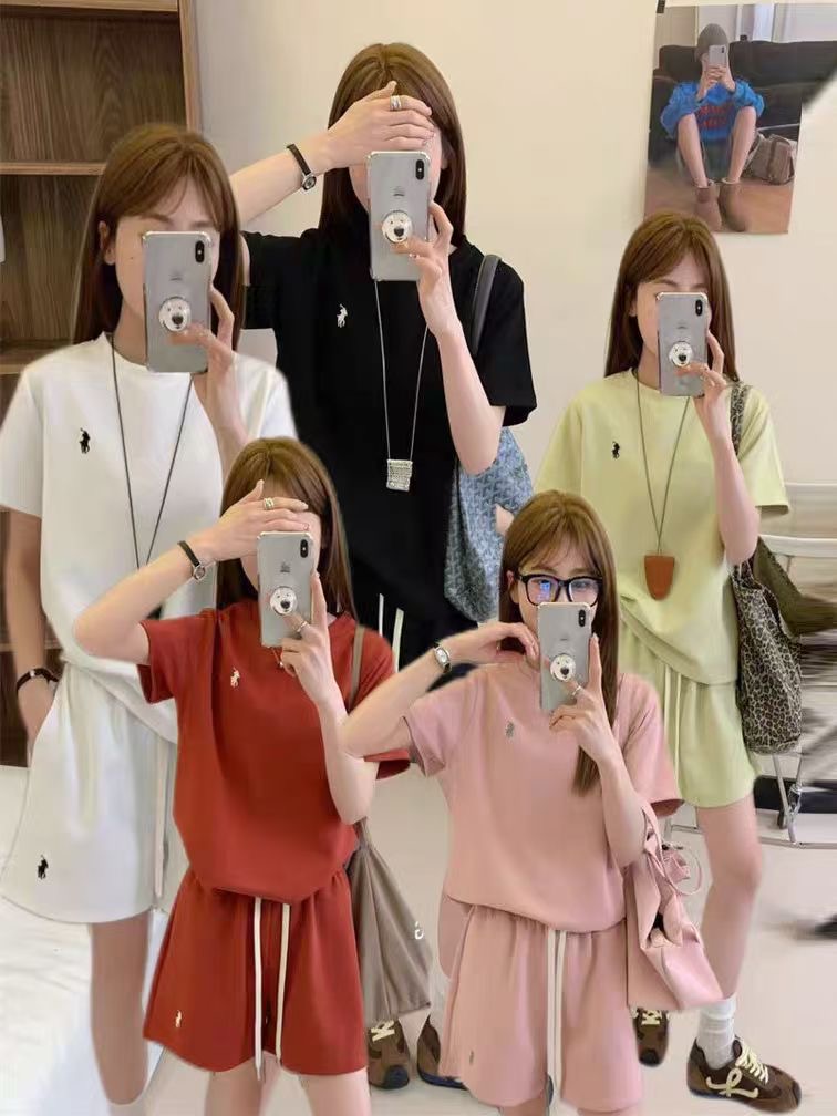 小娜家小刺绣女款果冻套装短袖显瘦运动洋气休闲百搭