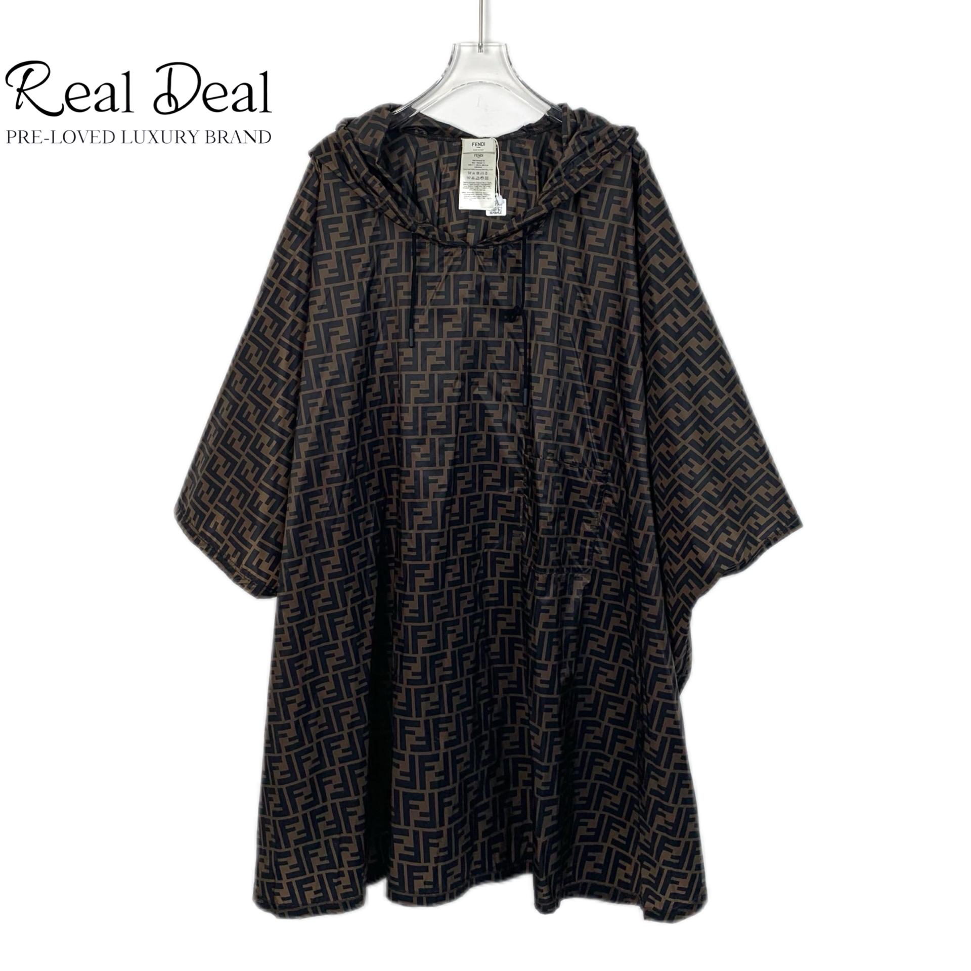 99新 FENDI/芬迪 X13490 深棕色斗篷披风 135*160cm 
