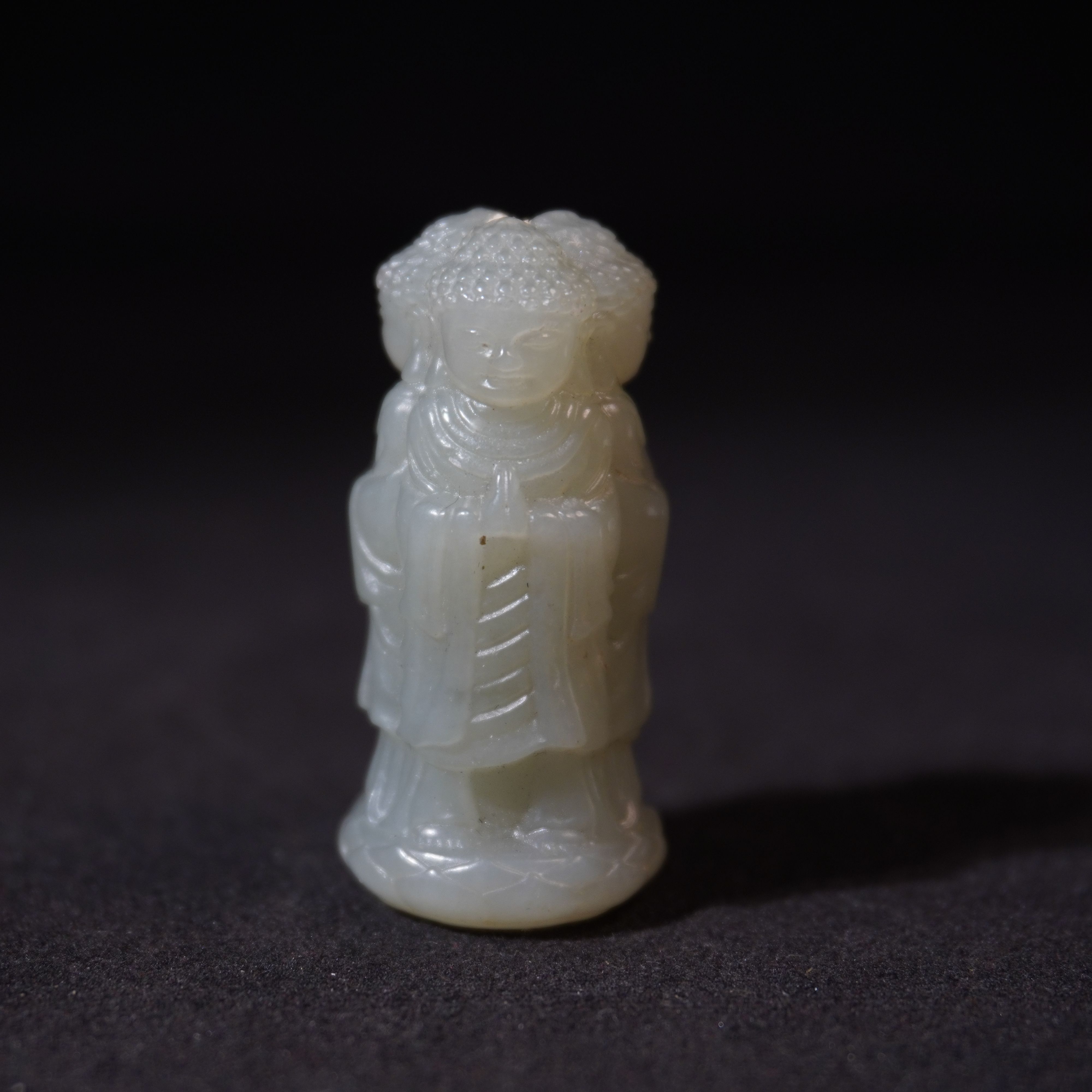 9SE329 清 和田玉三面佛