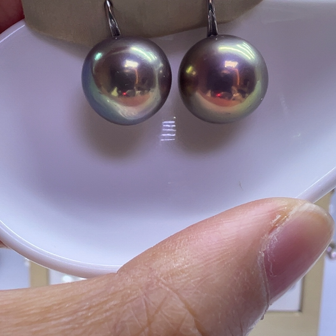 淡水珍珠银S925镶嵌耳饰