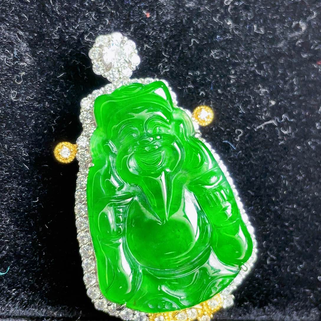 翡翠吊坠(不含链)银S925镶嵌