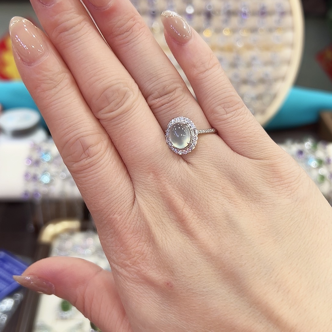 蛇纹石玉合金戒指