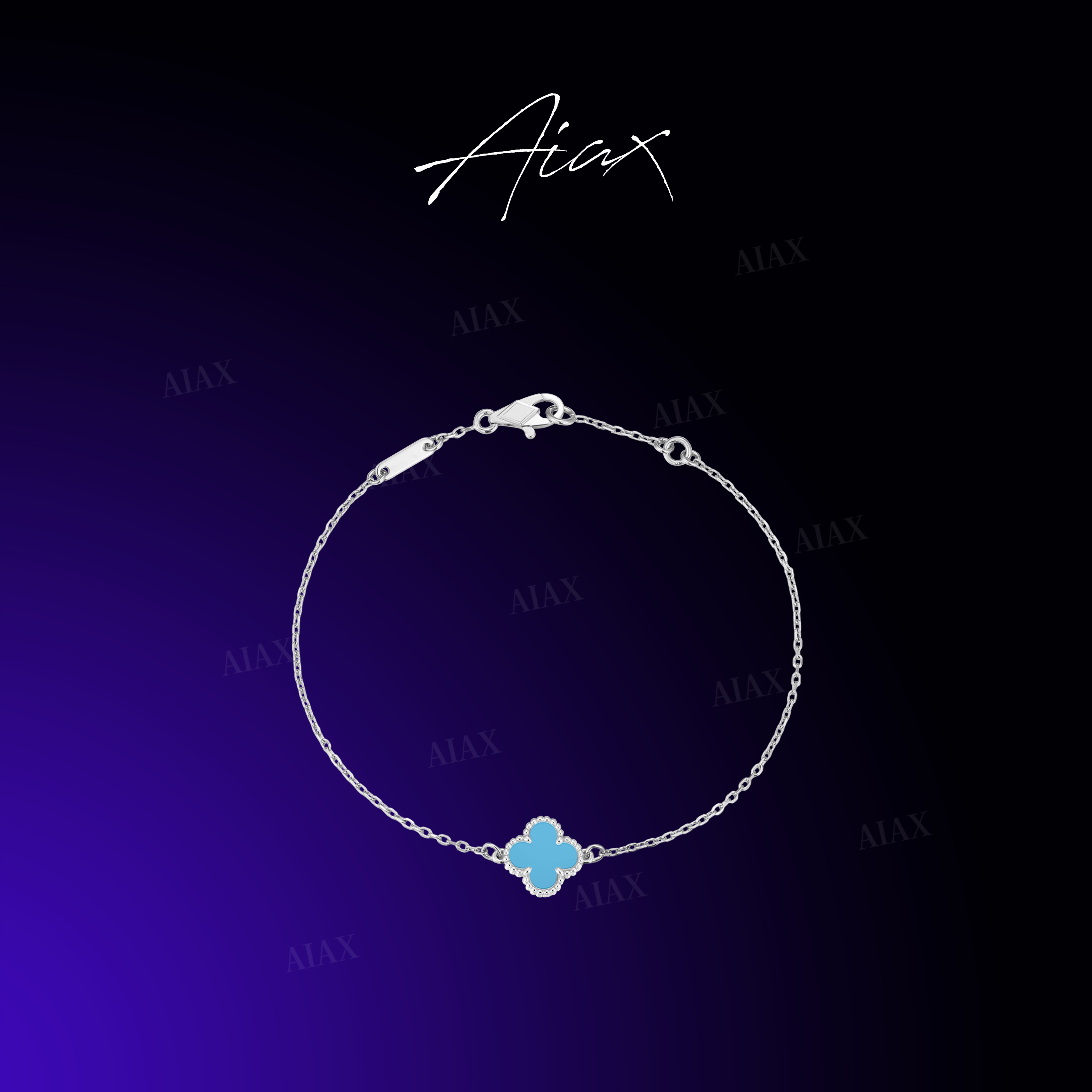 AIAX 925银镀K金春上新2025新款轻奢首饰四叶手链送女友TSS7260