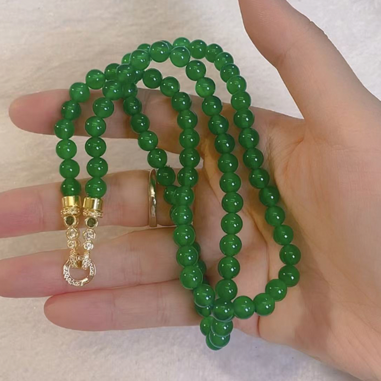 绿玉髓6毫米万能项链55-60厘米