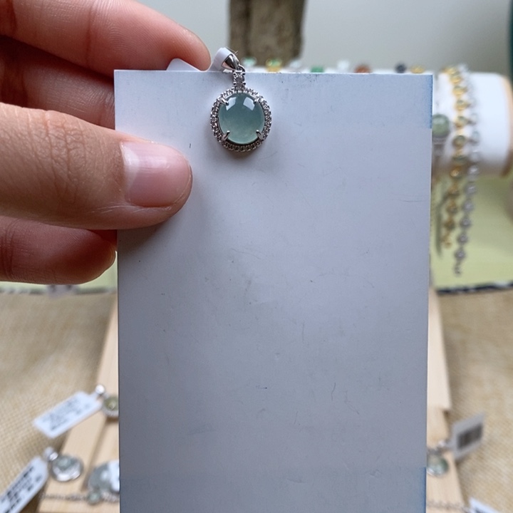 翡翠吊坠(不含链)银S925镶嵌11111