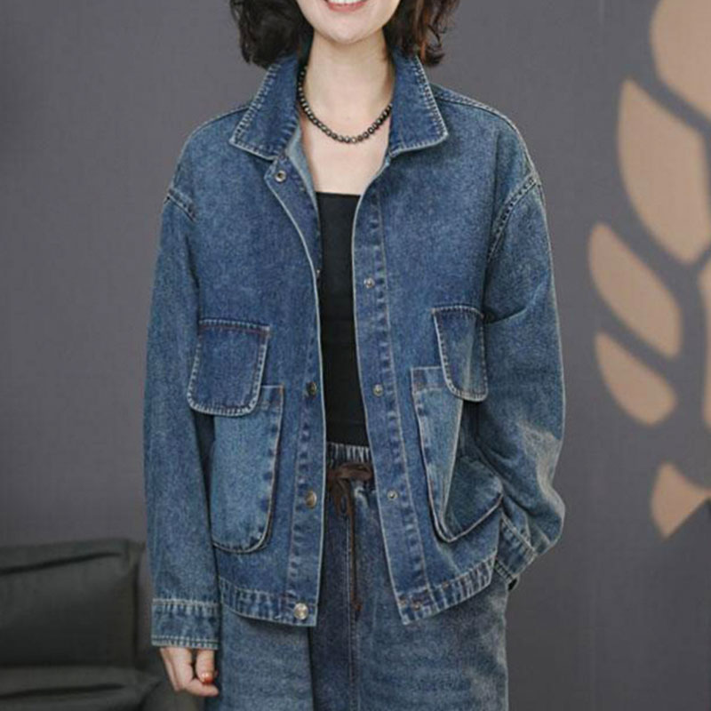 玲3133蓝#2025秋季水洗外套百搭牛仔上衣显瘦牛仔夹克潮流欧若风