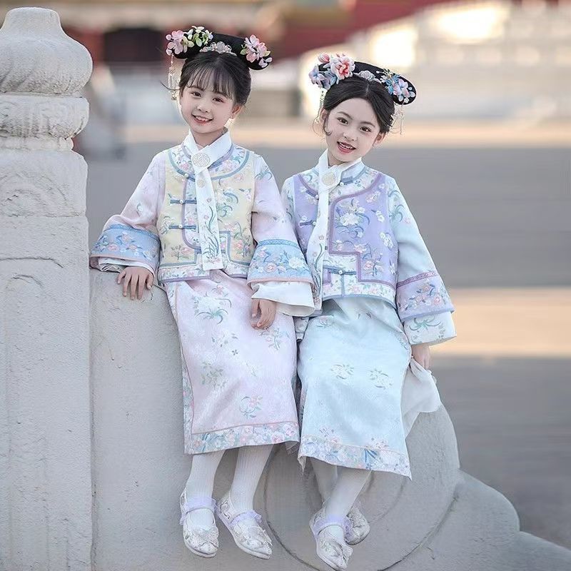 2025格格服秋季新款古韵格格服女童汉服宫廷套装精致刺绣清宫廷风