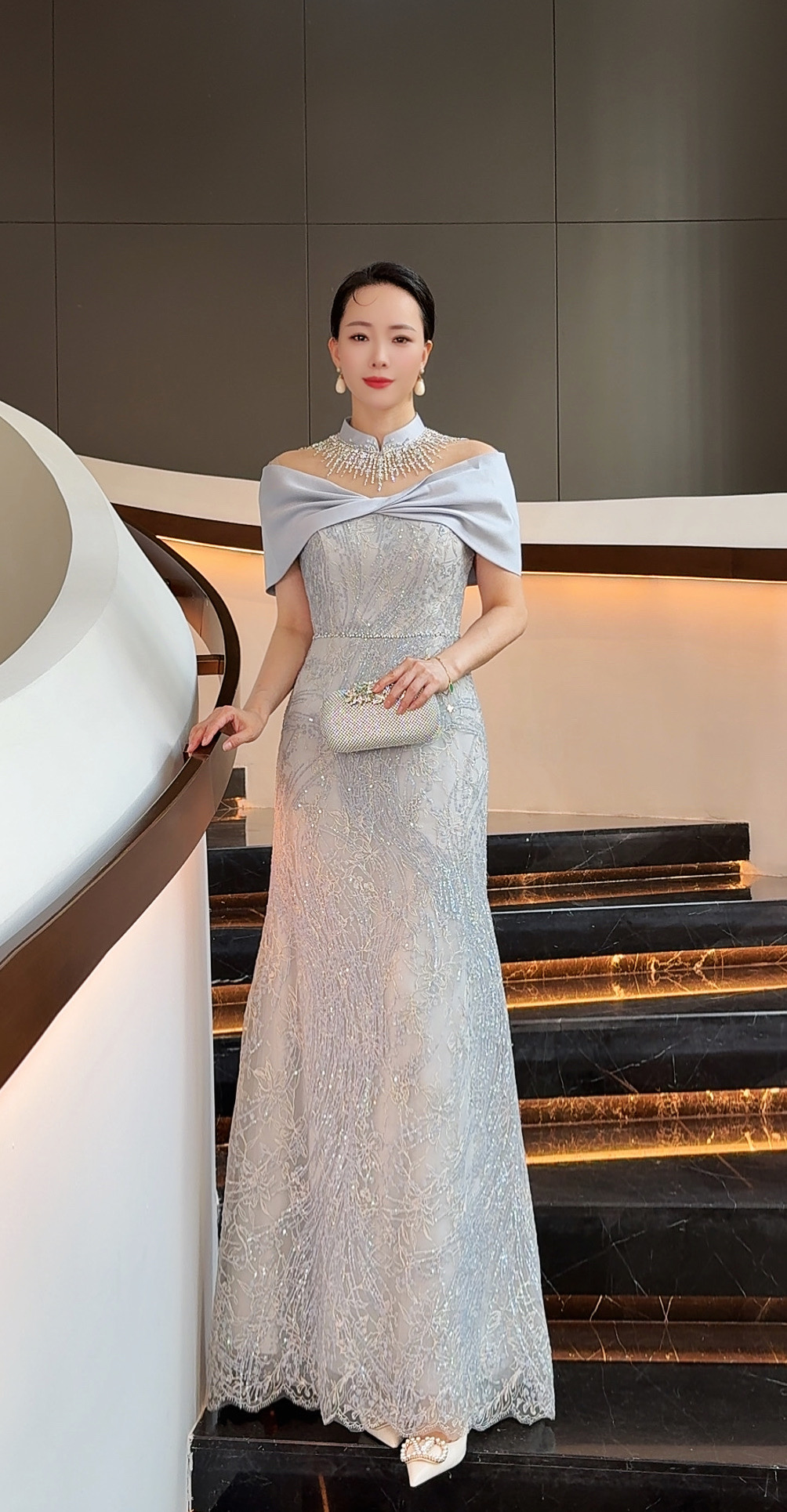 红印象喜妈妈喜婆婆气质年轻端庄大气斗篷婚宴礼服