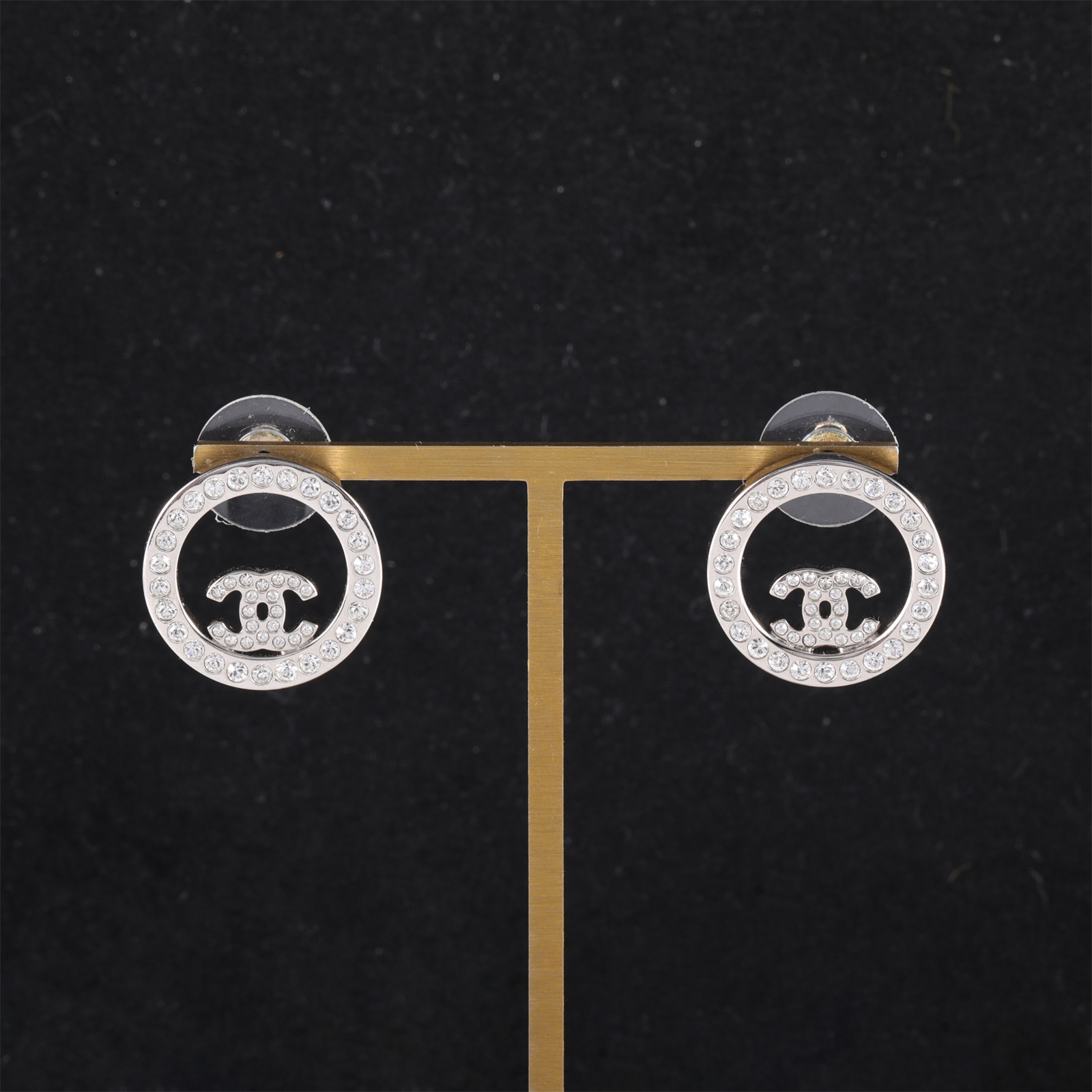 99新 Chanel/香奈儿 【66特价】合金 圆圈水钻CC耳环